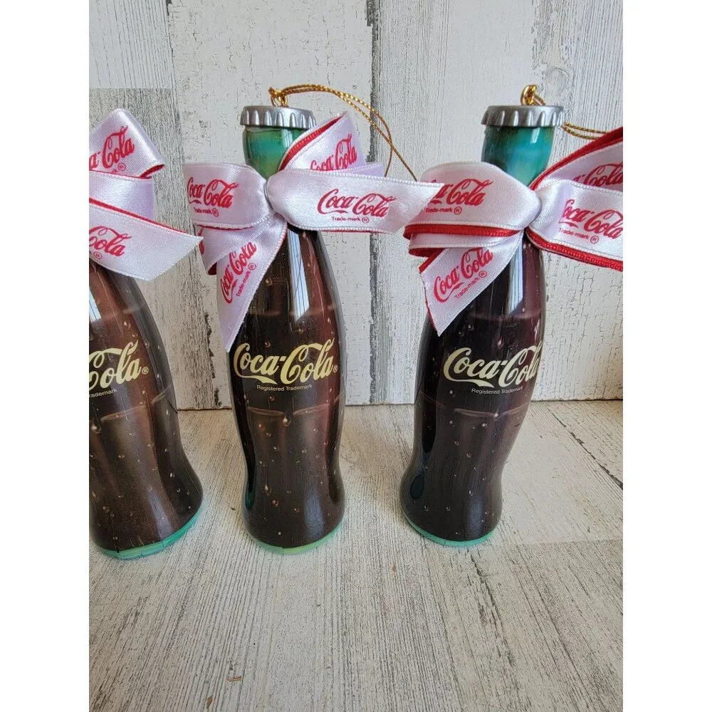 Vintage plastic Coca-Cola‎ bottle ornament Xmas set coke